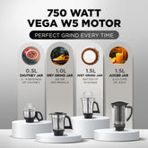 Preethi Mixer Grinder Steele Supreme MG 208 - 4 Jars 750 Watt